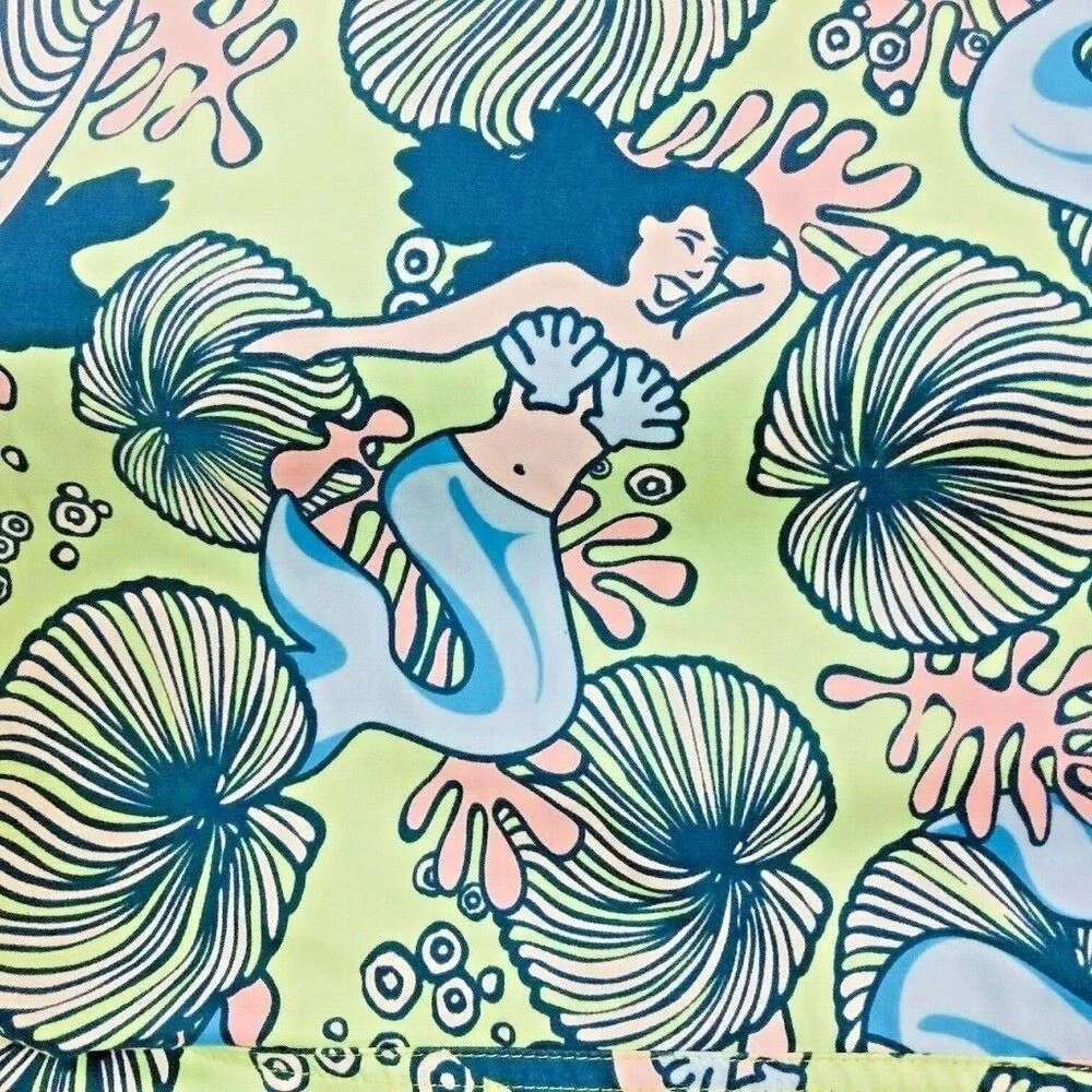 Vineyard Vines Swim‎ Trunks Shorts Men's M L 37x6.5 Mermaid Drawstrng Lined Logo